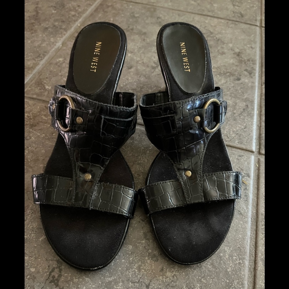 Black dressy open toe heels. Size 9